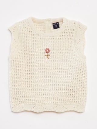 Camisola em tricô com bordados florais