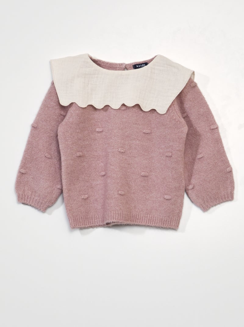 Camisola em tricô com colarinho ROSA - Kiabi