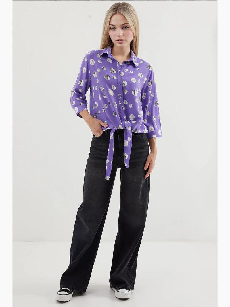 Camisola estampada com atilhos à frente bdart Lavanda - Kiabi