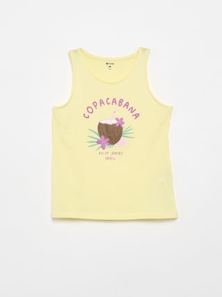Camisola estampada de gola redonda
