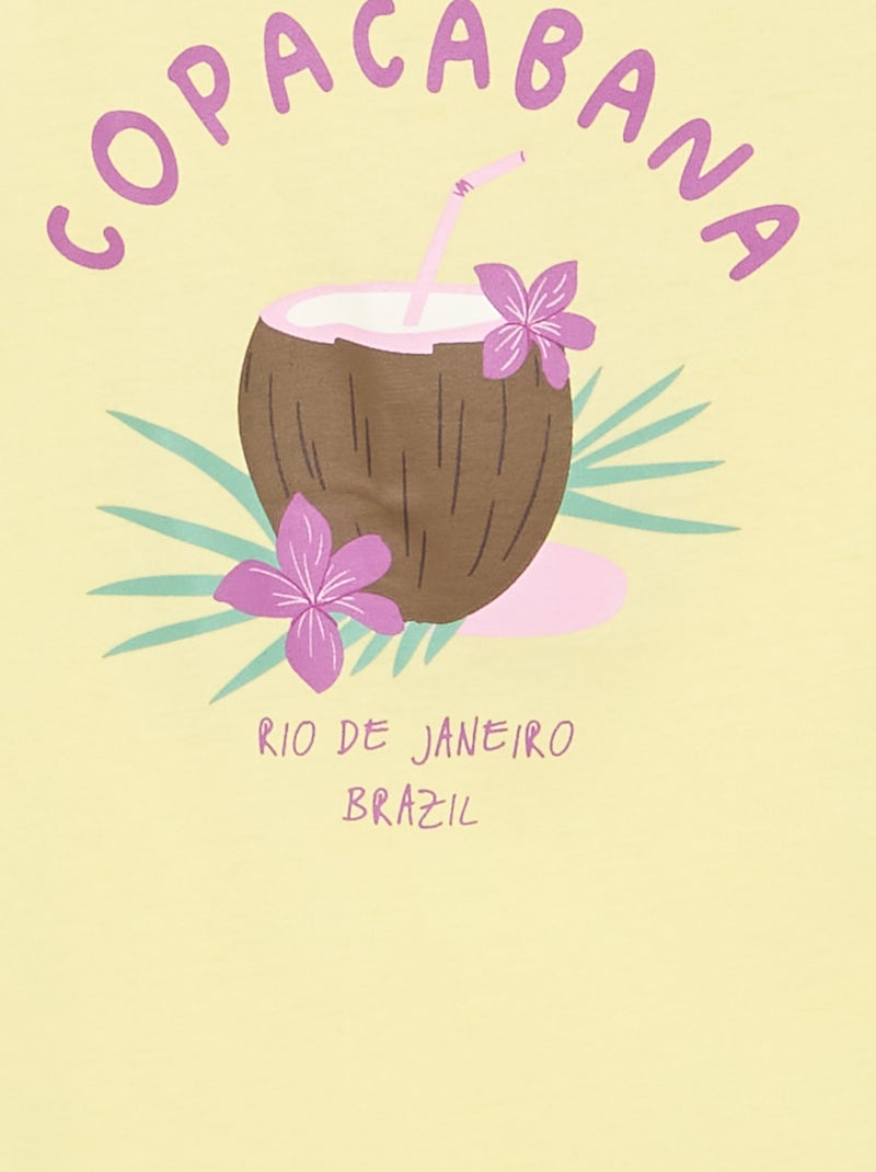 Camisola estampada de gola redonda Amarelo - Kiabi
