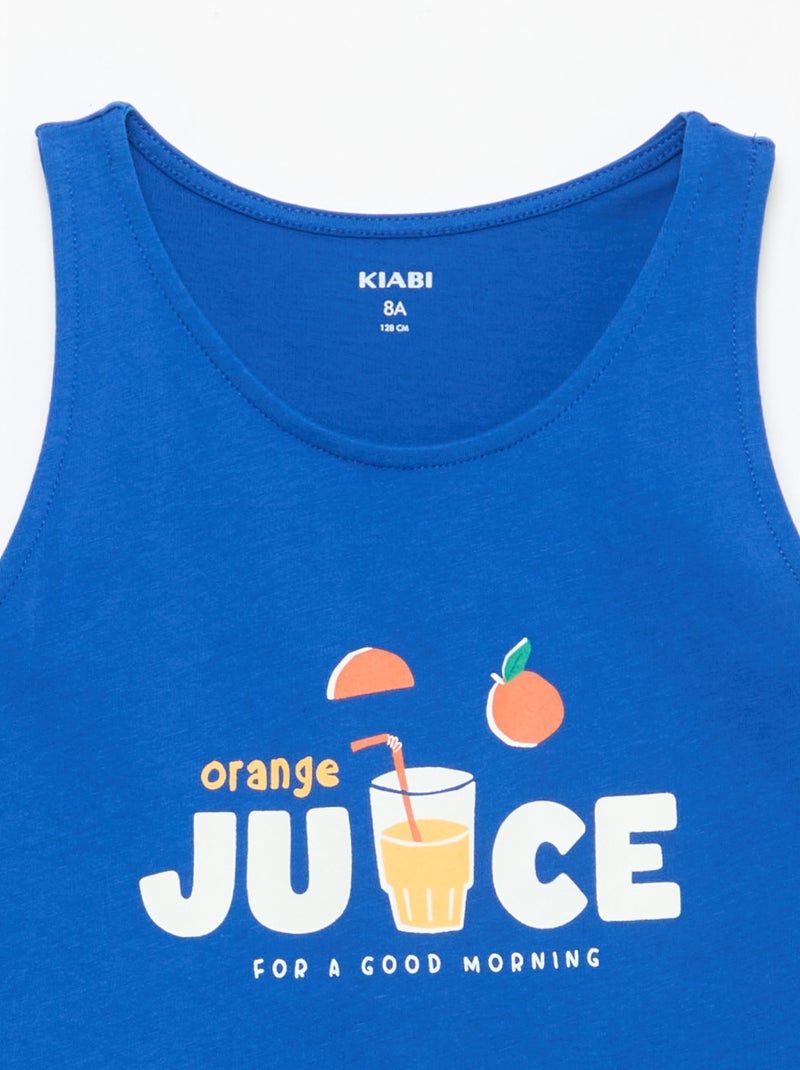 Camisola estampada de gola redonda Azul - Kiabi