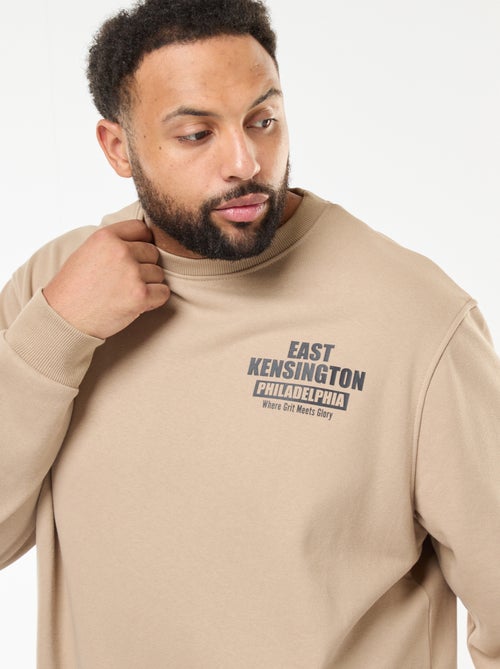 Camisola estampada frente e verso em moletom leve - Kiabi