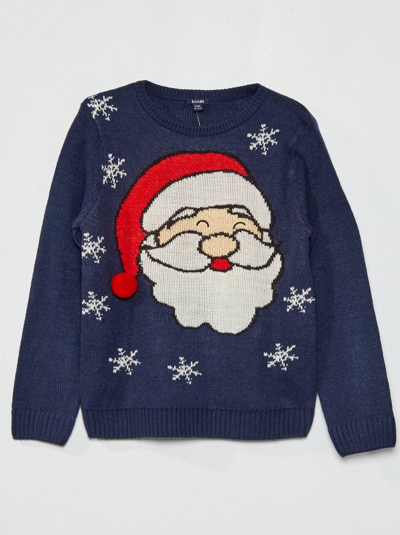 Camisola estampada 'Pai Natal' AZUL - Kiabi