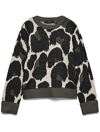 Camisola estampada vero moda leonie para mulher preta/bege