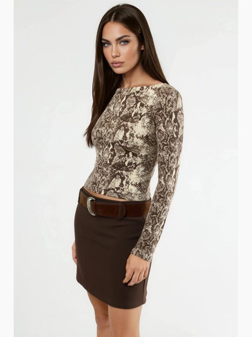 Camisola estampado serpente decote barco curta manga comprida busem - Kiabi