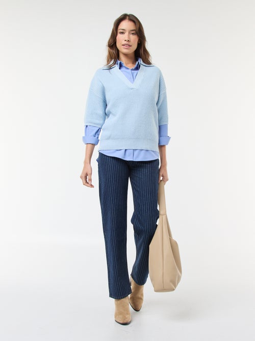 Camisola estilo polo com decote em V - Kiabi