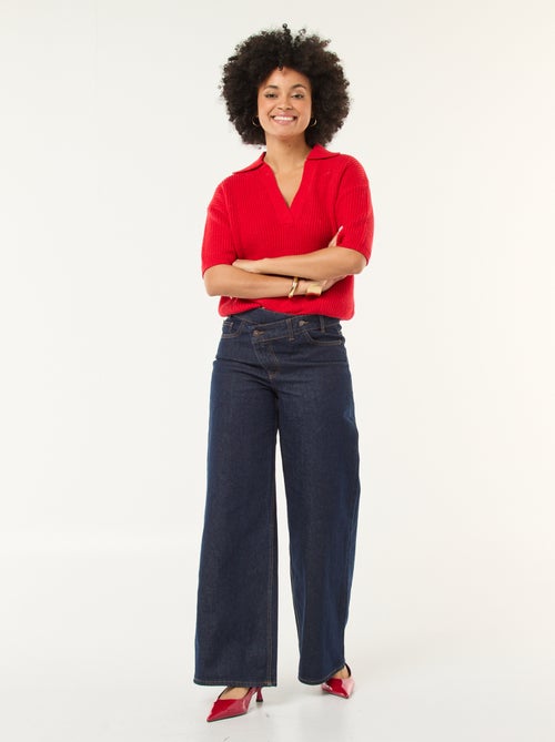 Camisola estilo polo com decote em V - Kiabi