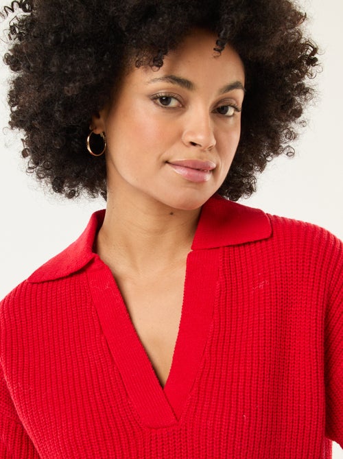 Camisola estilo polo com decote em V - Kiabi