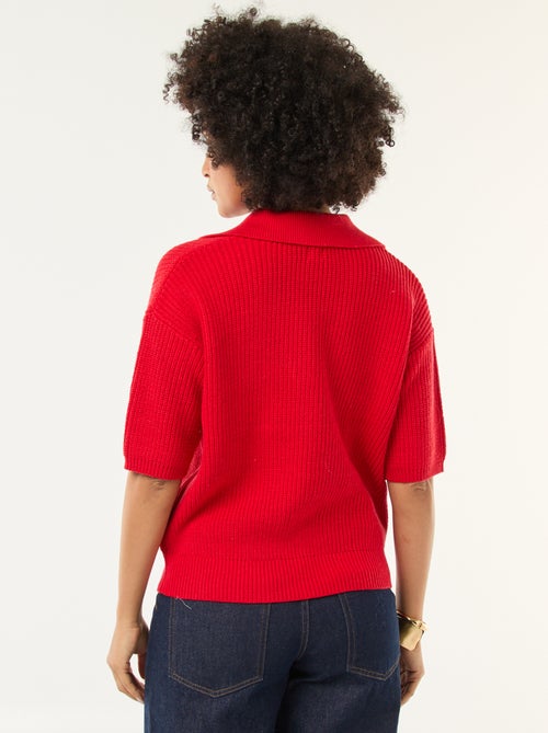 Camisola estilo polo com decote em V - Kiabi