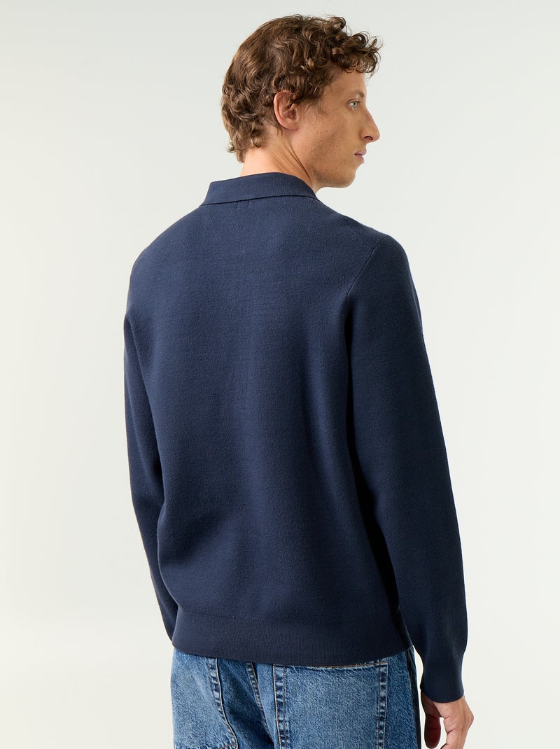 Camisola estilo polo com estampado Azul - Kiabi