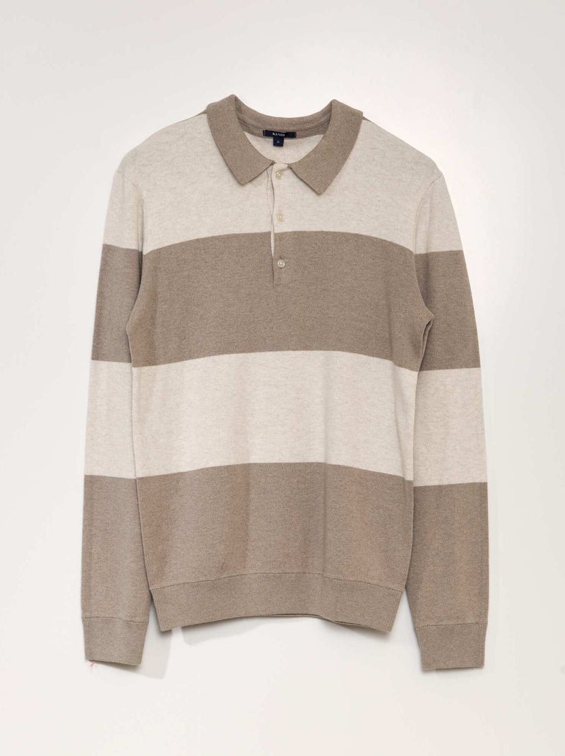 Camisola estilo polo de manga comprida BEGE - Kiabi