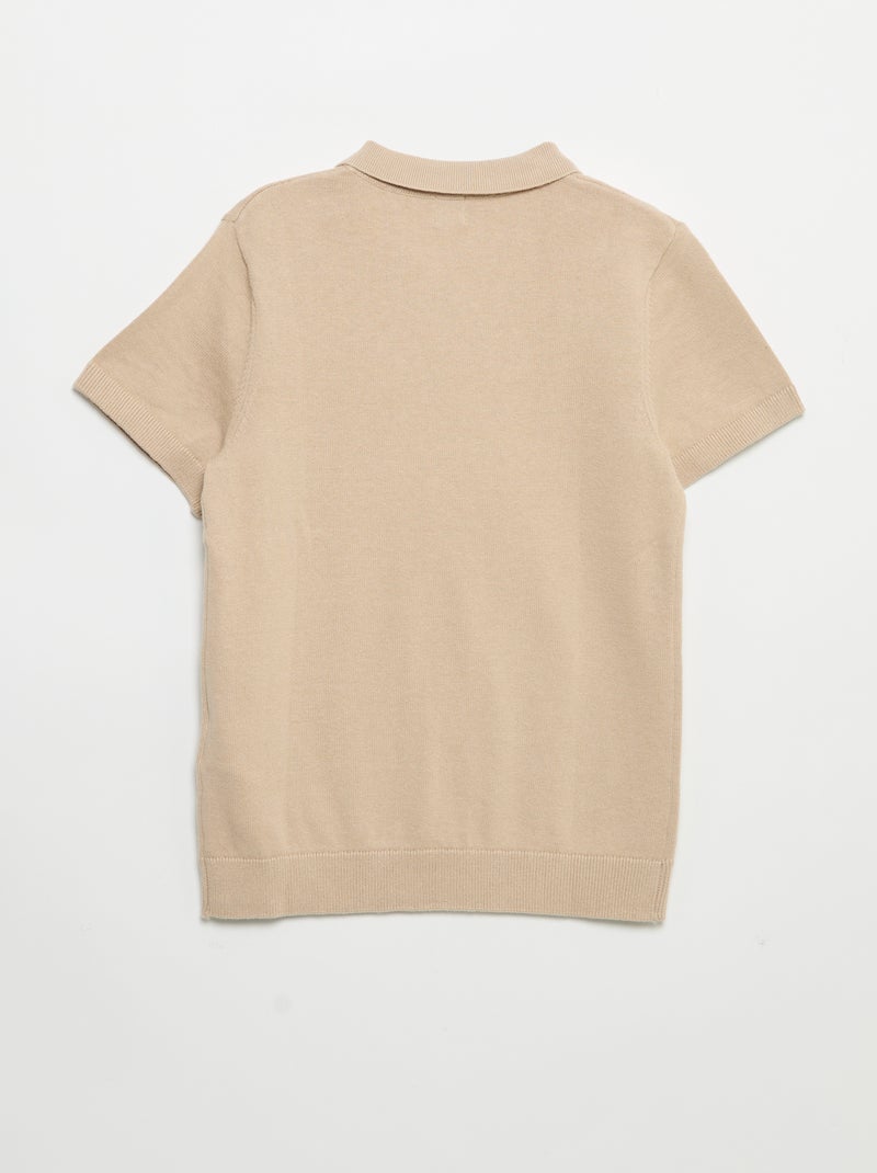 Camisola estilo polo de manga curta Bege - Kiabi