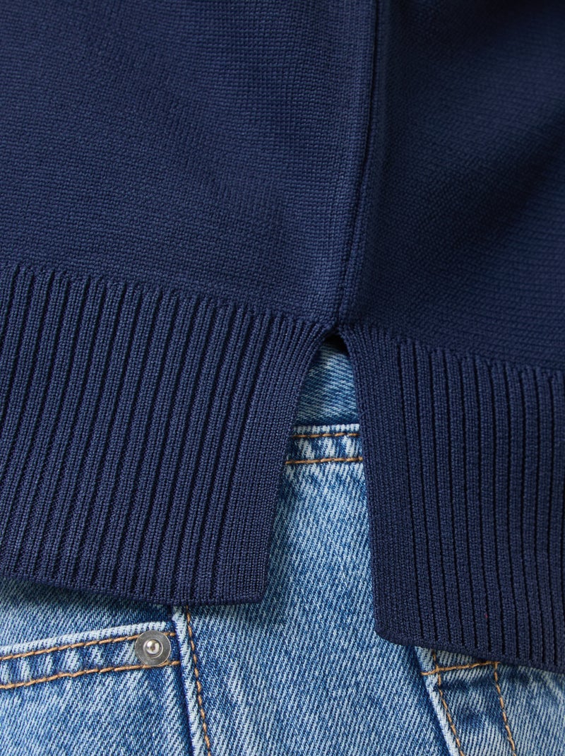 Camisola estilo pólo em malha stretch Azul - Kiabi
