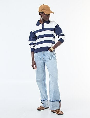 Camisola estilo polo em malha stretch
