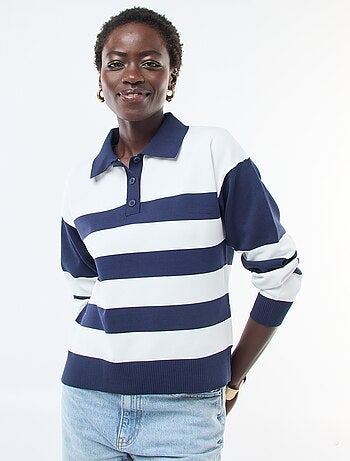 Camisola estilo polo em malha stretch