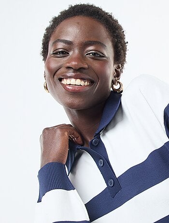Camisola estilo polo em malha stretch