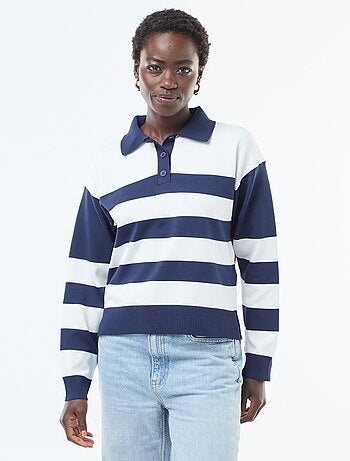 Camisola estilo polo em malha stretch