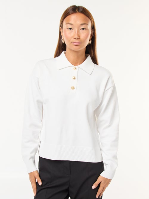 Camisola estilo polo em malha stretch - Kiabi