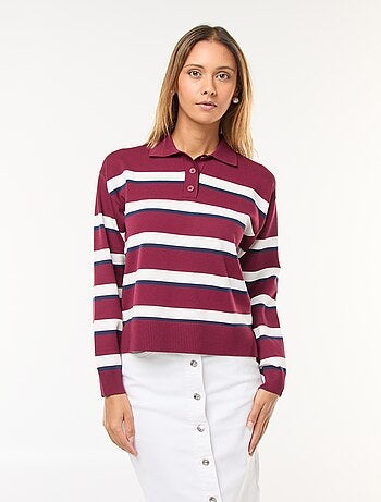 Camisola estilo polo em malha stretch