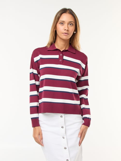 Camisola estilo polo em malha stretch - Kiabi