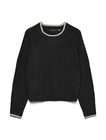 Camisola feminina vero moda maquarius raglan preta/bege