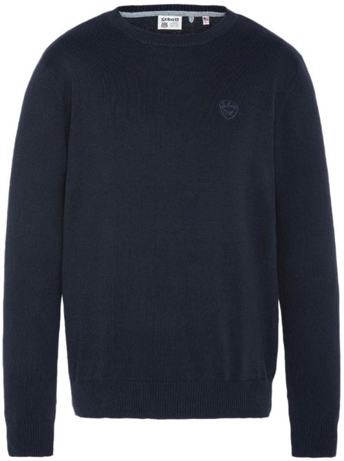 Camisola Fina Básica de Malha Marinho para Homem Schott - Kiabi Camisola Fina Básica de Malha Marinho para Homem Schott - Kiabi