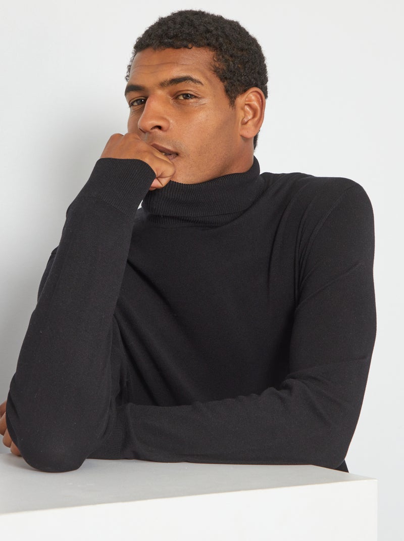 Camisola fina com gola alta Preto - Kiabi