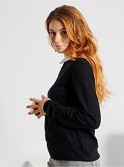 Camisola fina com gola Claudine - Kiabi
