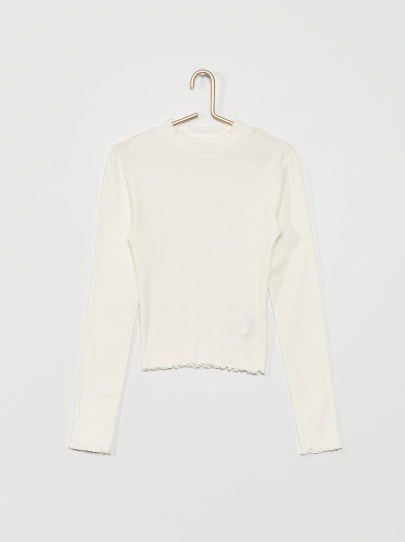 Camisola fina de gola alta Branco - Kiabi