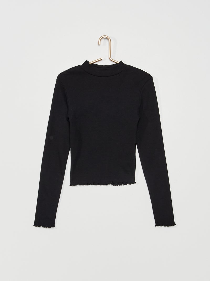 Camisola fina de gola alta Preto - Kiabi