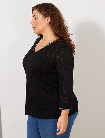 Camisola fina efeito linho - Kiabi