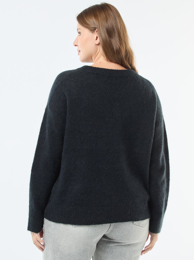Camisola fina em malha quente Preto - Kiabi