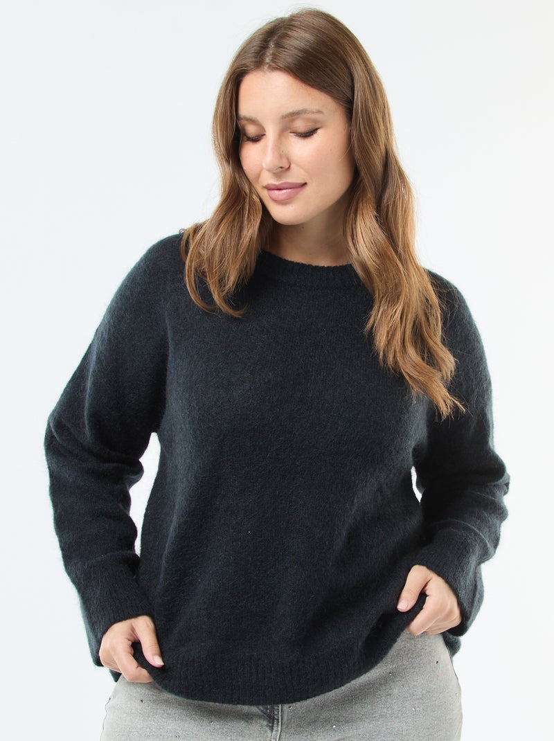 Camisola fina em malha quente Preto - Kiabi