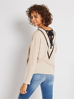 Camisola fina pormenores de renda - Kiabi