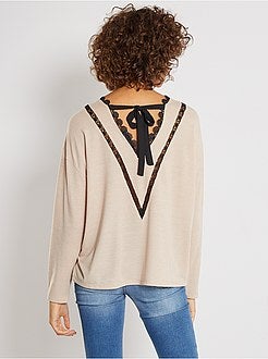 Camisola fina pormenores de renda - Kiabi