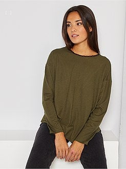 Camisola fina pormenores de renda - Kiabi