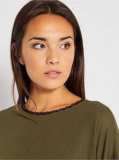 Camisola fina pormenores de renda - Kiabi