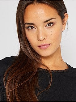 Camisola fina pormenores de renda - Kiabi