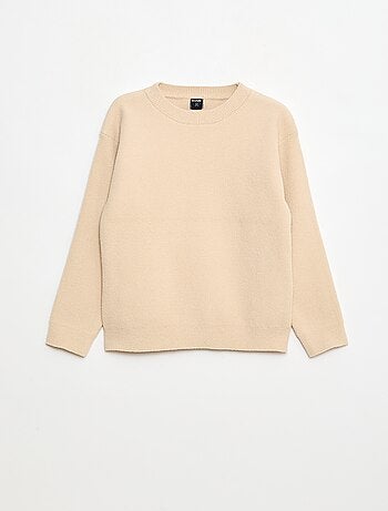 Camisola folgada de gola redonda lisa