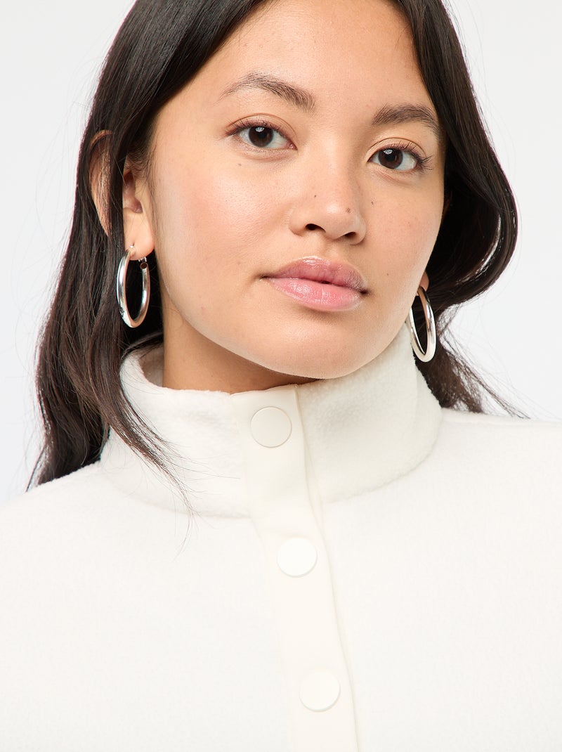 Camisola gola alta com efeito de lã de ovelha Branco - Kiabi