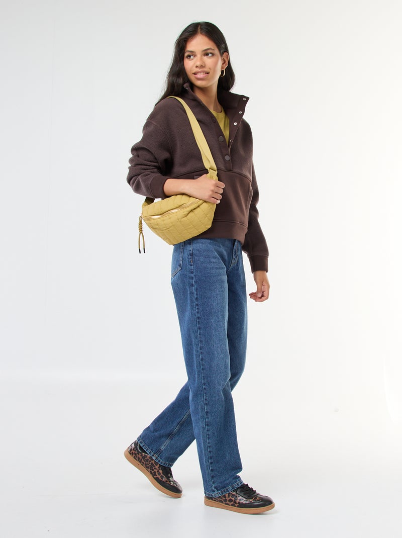 Camisola gola alta com efeito de lã de ovelha Castanho - Kiabi