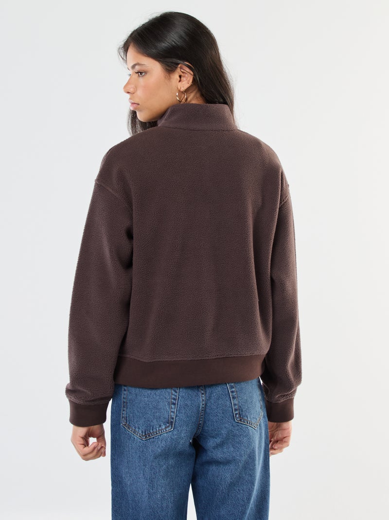 Camisola gola alta com efeito de lã de ovelha Castanho - Kiabi