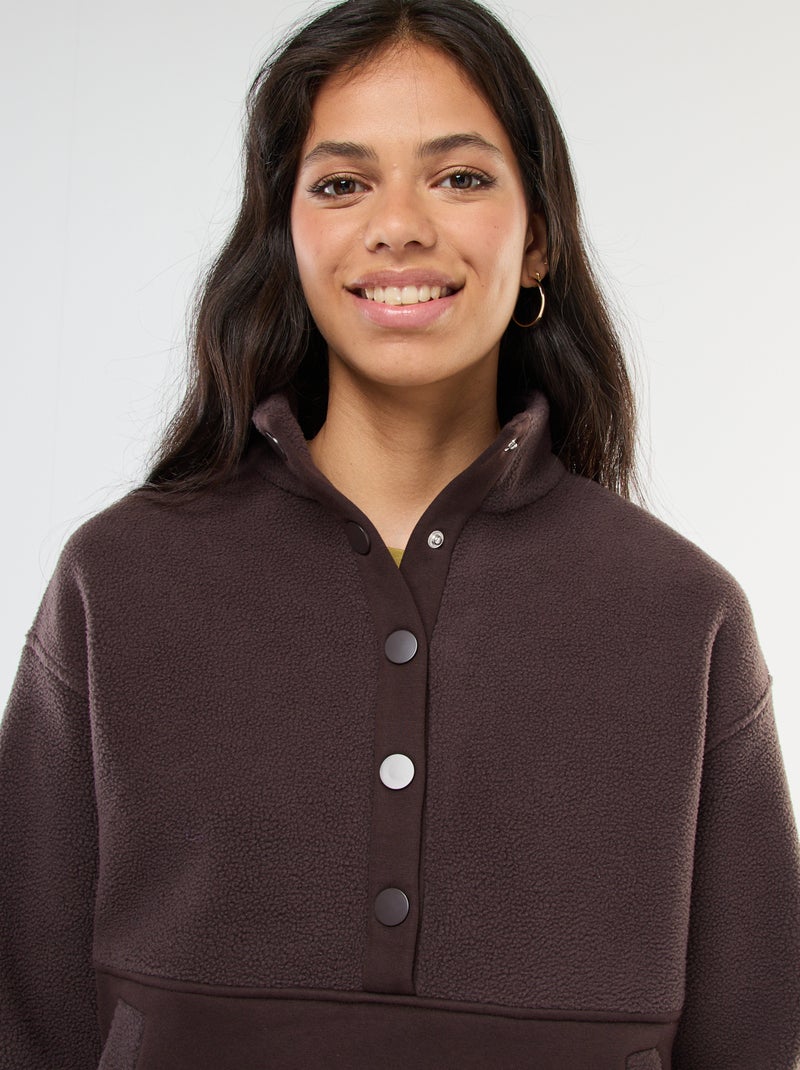 Camisola gola alta com efeito de lã de ovelha Castanho - Kiabi