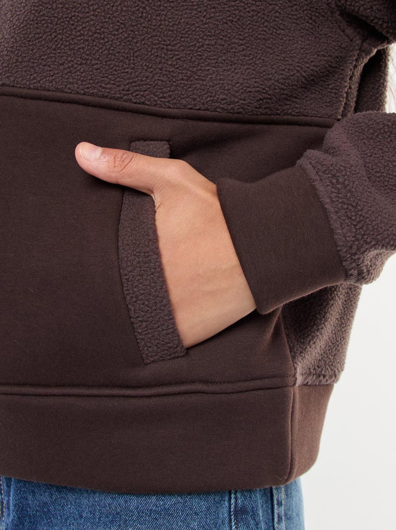 Camisola gola alta com efeito de lã de ovelha Castanho - Kiabi