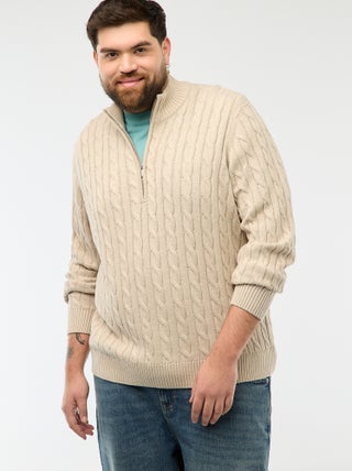 Camisola gola alta com fecho e torcidos