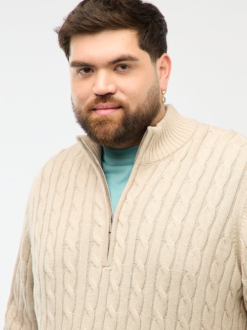 Camisola gola alta com fecho e torcidos - Kiabi