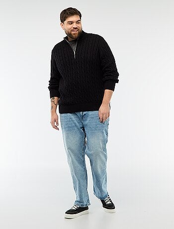 Camisola gola alta com fecho e torcidos