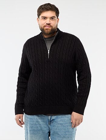 Camisola gola alta com fecho e torcidos