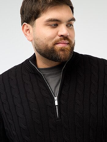 Camisola gola alta com fecho e torcidos